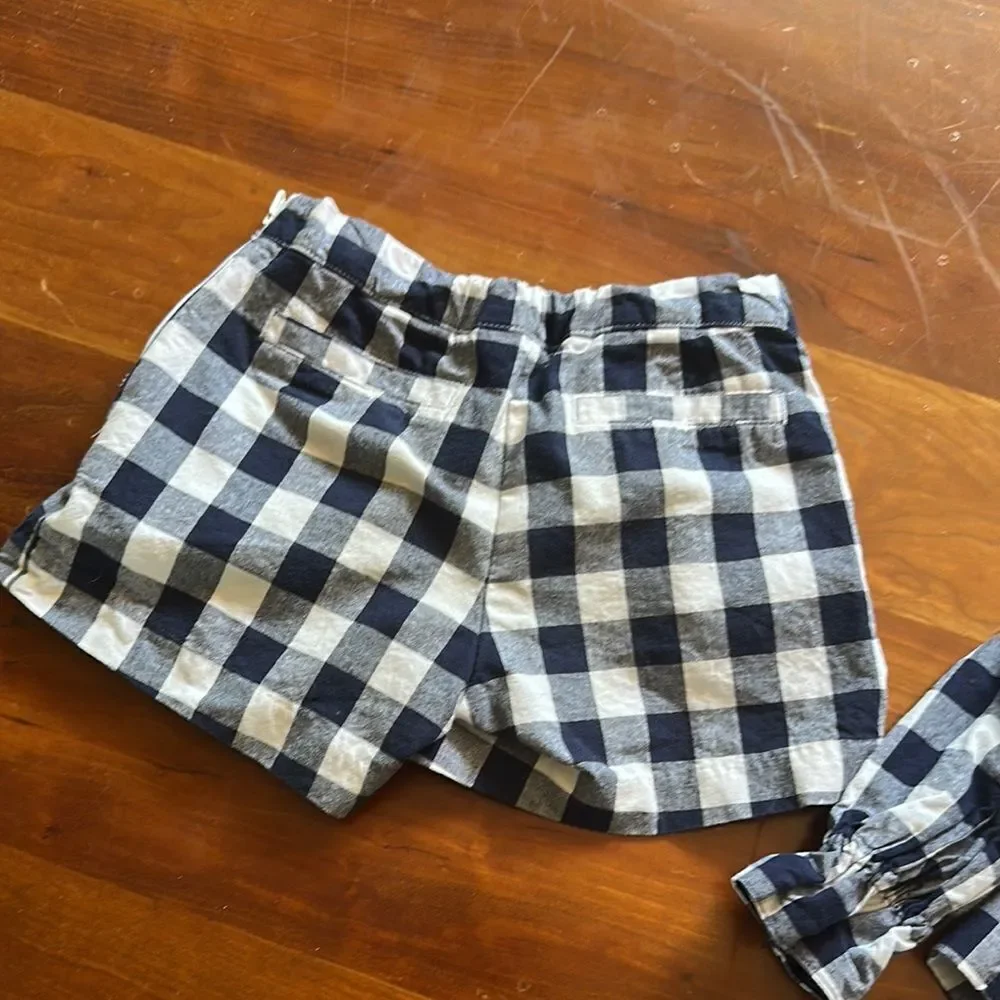 Janie and Jack Blue and White Plaid Kids Matching Set